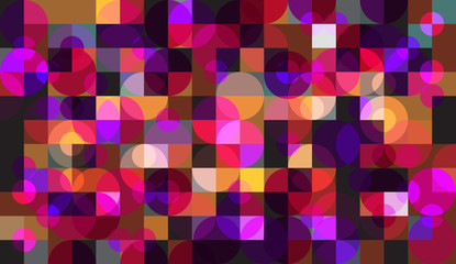 Wall Mural - Abstract background of mosaic with elements of circles. chaos on square tiles. colorful colors. pink, purple, blue