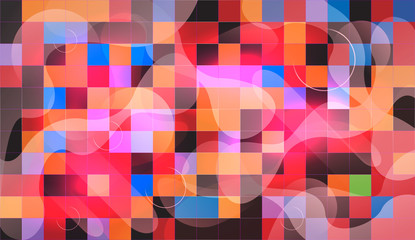 Wall Mural - Abstract mosaic background with wave elements. chaos on square tiles. colorful colors. pink, purple, blue