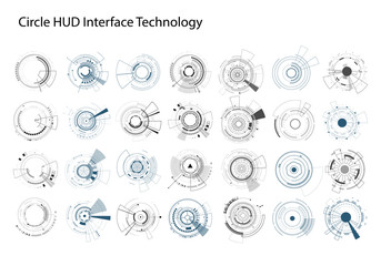 Set of abstract technology circle. Graphic element vector.