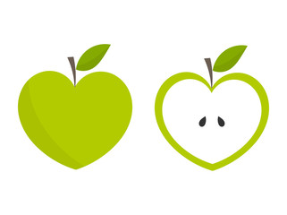 Wall Mural - Green heart shaped apples
