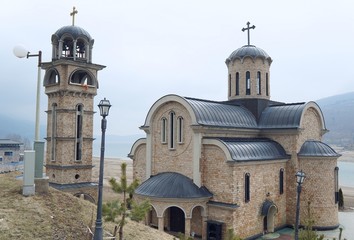 Wall Mural - The St Nicholas new church near Mavrovo lake in Macedonia