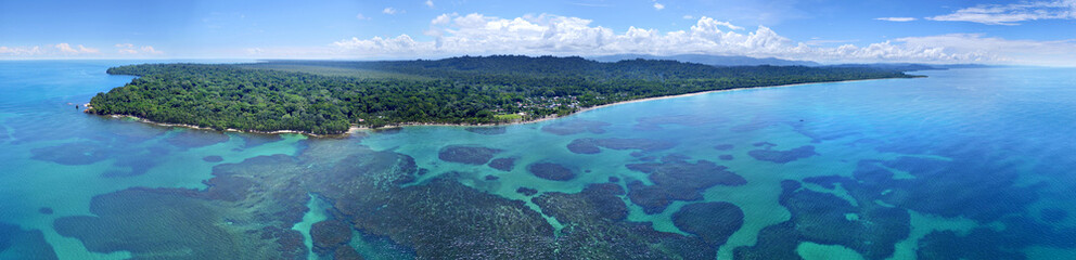 Caribbean sea and coast from drone