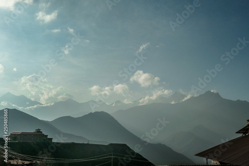 Misty Morning Over Himalayas Annapurna Circuit Trek Nepal - 