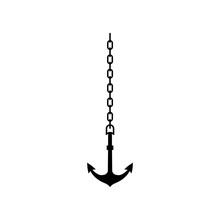 Anchor Chain, Ship Anchor Or Boat Anchor Flat Icon