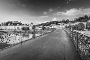 Poster - Beautiful view on Salzburg skyline with Festung Hohensalzburg heritage in the autumn and Austrian Alps, Salzburg, Austria