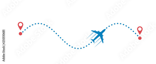 Fotografía plane and its track isolated on white background