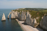 Fototapeta Natura - High,chalk cliffs of The France village of Etretat