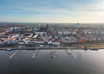 Wall Mural - port of rostock - skyline of the city of rostock - aerial view