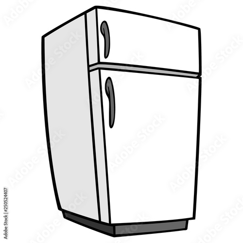 Refrigerator - A vector cartoon illustration of a home kitchen