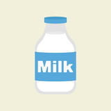 Fototapeta Panele - Closed glass bottle of natural milk with glossy cap. Milk. Vector illustration. EPS 10.