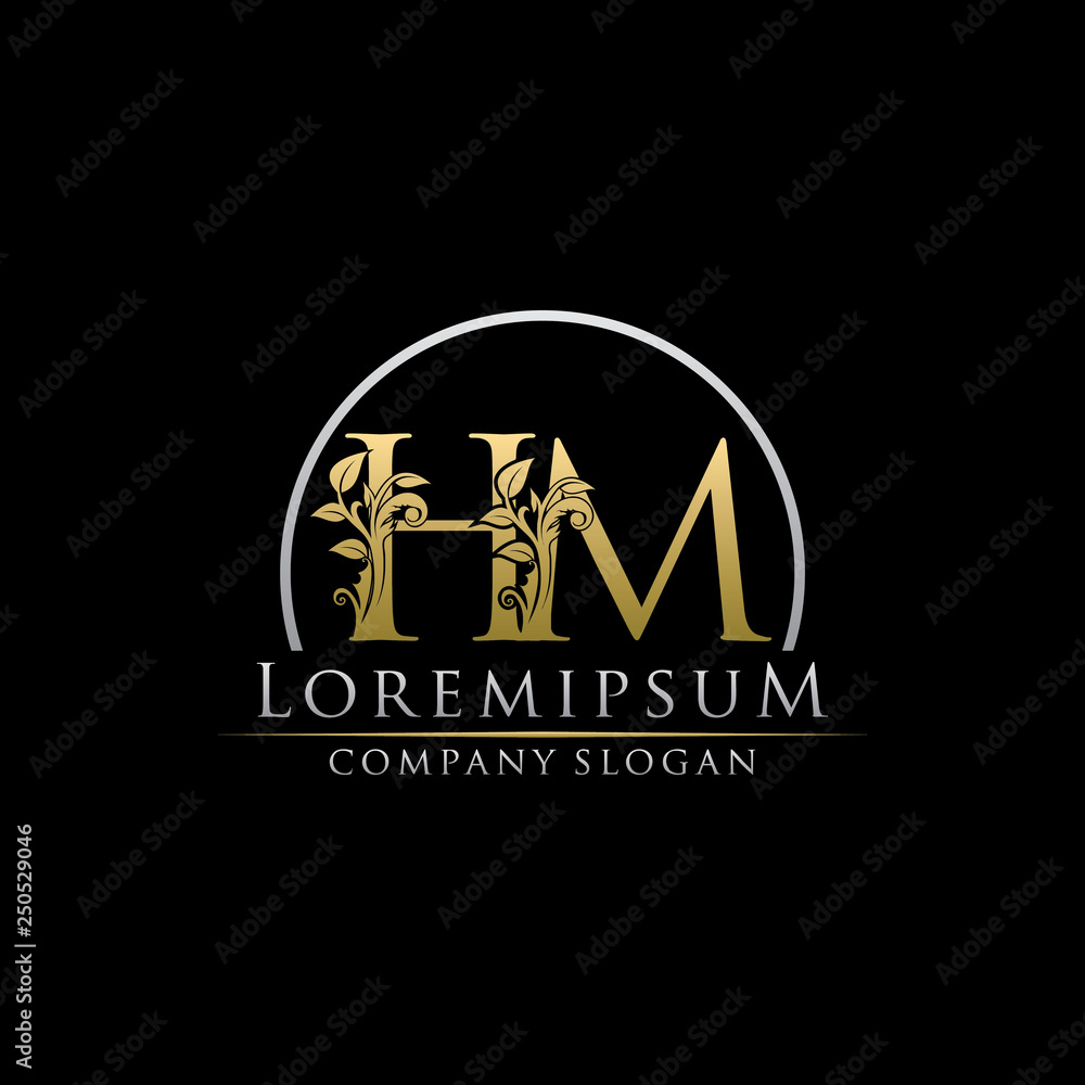 Golden Classy HM Letter Logo
