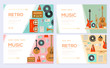 © chocostar - Retro equipment music set. Traditional melody brochure card set. festival template of flyear, web banner, ui header, enter site. Layout invintation modern slider