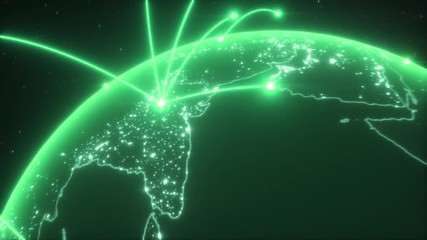 Wall Mural - global business concept of connections and information transfer in the world