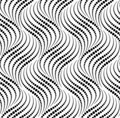 Wavy dotted line seamless pattern. Ornamental wavy texture.