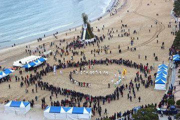 JeongwolDaeboruem the Lunar New Year's Eve event in Gwangalli Beach, Busan, South Korea, Asia