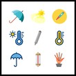 9 meteorology icon. Vector illustration meteorology set. umbrella and cloudy icons for meteorology works