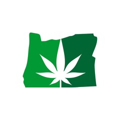 Poster - cannabis vector logo. oregon map icon.