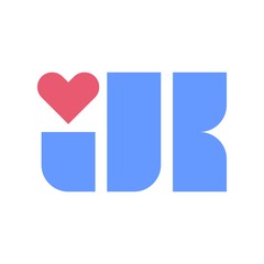 Poster - heart love, letter J and K vector logo.