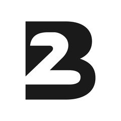 Poster - letter B and number 2 vector logo.