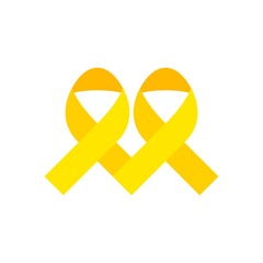 Wall Mural - two yellow ribbon. love heart vector logo.