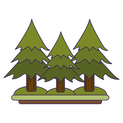 Sticker - pine trees in nature scenery blue lines