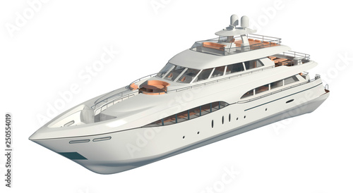 Yacht isolated on white background 3D illustration
