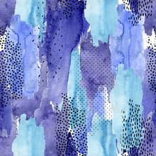 Abstract Watercolor And Ink Doodle Shapes Seamless Pattern