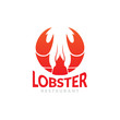 Red crawfish prawn shrimp lobster seafood isolated logo and design elements on white background