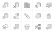 Database hand drawn outline doodle icon set.
