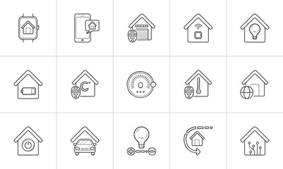 Poster - Smart home hand drawn outline doodle icon set.