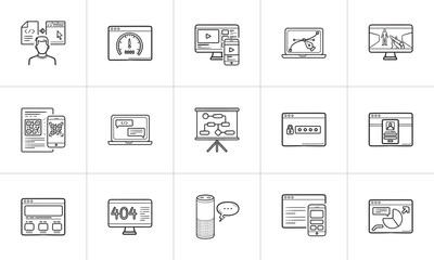 Sticker - Web development hand drawn outline doodle icon set.