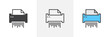 Paper shredder icon. Line, glyph and filled outline colorful version, Shredder machine outline and filled vector sign. Document destruction symbol, logo illustration. Different style icons set. 