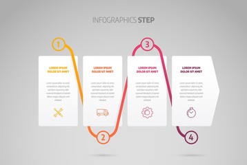 Wall Mural - infographic design timeline or process chart. business data element of chart, graph, diagram with 4 