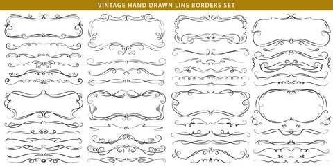 hand drawn vector ornate swirl doodle vintage calligraphic design elements. borders, frames, divider