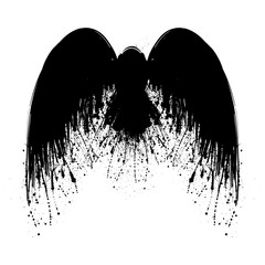 Poster - Black grunge wings three