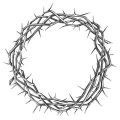 crown of thorns, easter religious symbol of Christianity hand drawn vector illustration sketch