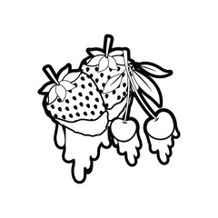 Sticker - cherry and strawberry dripping icon