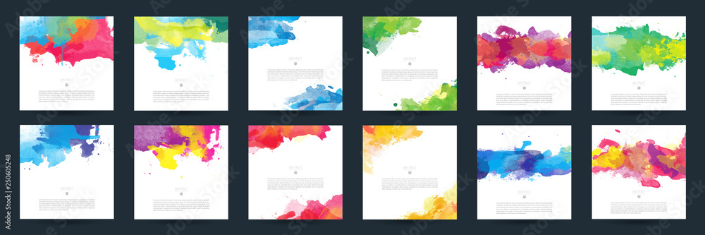 Big set of bright colorful vector watercolor background for poster, brochure or flyer - obrazy, fototapety, plakaty 
