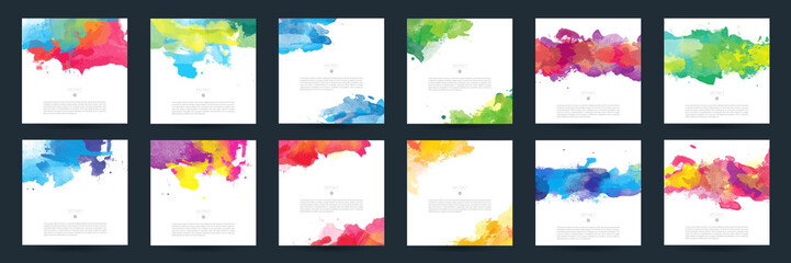 Wall Mural - big set of bright colorful vector watercolor background for poster, brochure or flyer