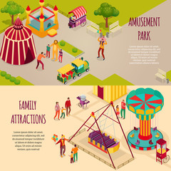 Wall Mural - Amusement Park Isometric Banners