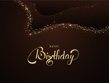 Happy Birthday Background Template With Golden Sparks And Lettering.
