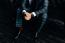 Closeup Fashion Image Of Luxury Watch On Wrist Of Man.body Detail Of A Business Man.