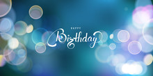 Happy Birthday Background Template With Bright Sparkling Bokeh.