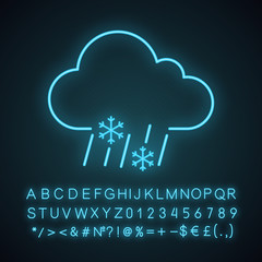 Sticker - Sleet weather neon light icon