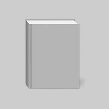 Closed hardcover book, realistic vector mockup. Blank textbook cover, template