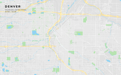 Canvas Print - Printable street map of Denver, Colorado