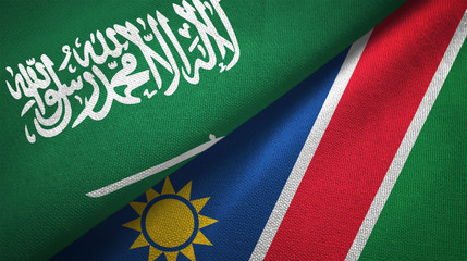 Saudi Arabia and Namibia two flags textile cloth, fabric texture