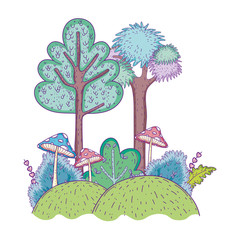 Sticker - beautiful forest and fungus landscape  scene