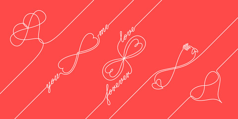 continuous line drawing endless love concepts, one line infinite love symbol, creative synthesis of 
