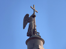 Angel With A Cross On The Alexander Column In St. Petersburg. Russia.